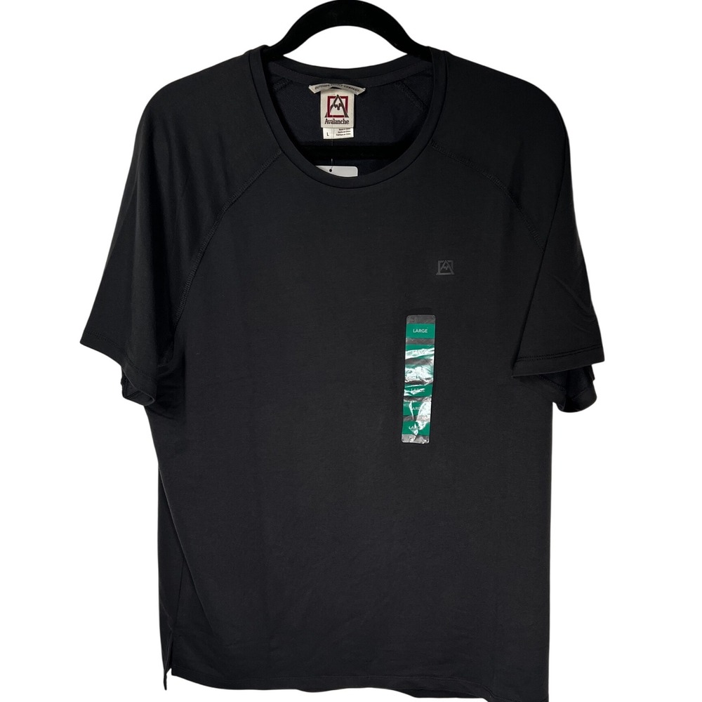 NWT Avalanche Outdoor Supply Company Men's Pure Black Knit Crew Neck Tee Shirt L